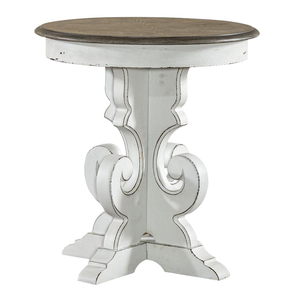 Magnolia Manor Round End Table in Antique White. Picture 1