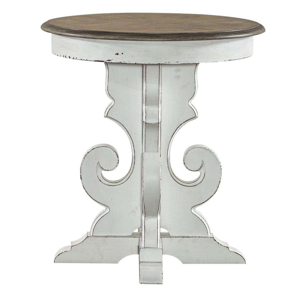 Magnolia Manor Round End Table in Antique White. Picture 2