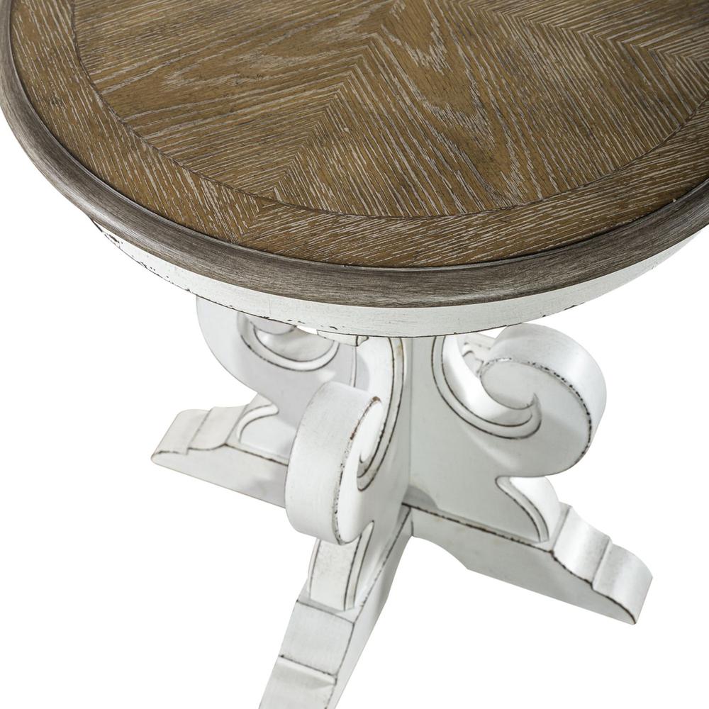 Magnolia Manor Round End Table in Antique White. Picture 4