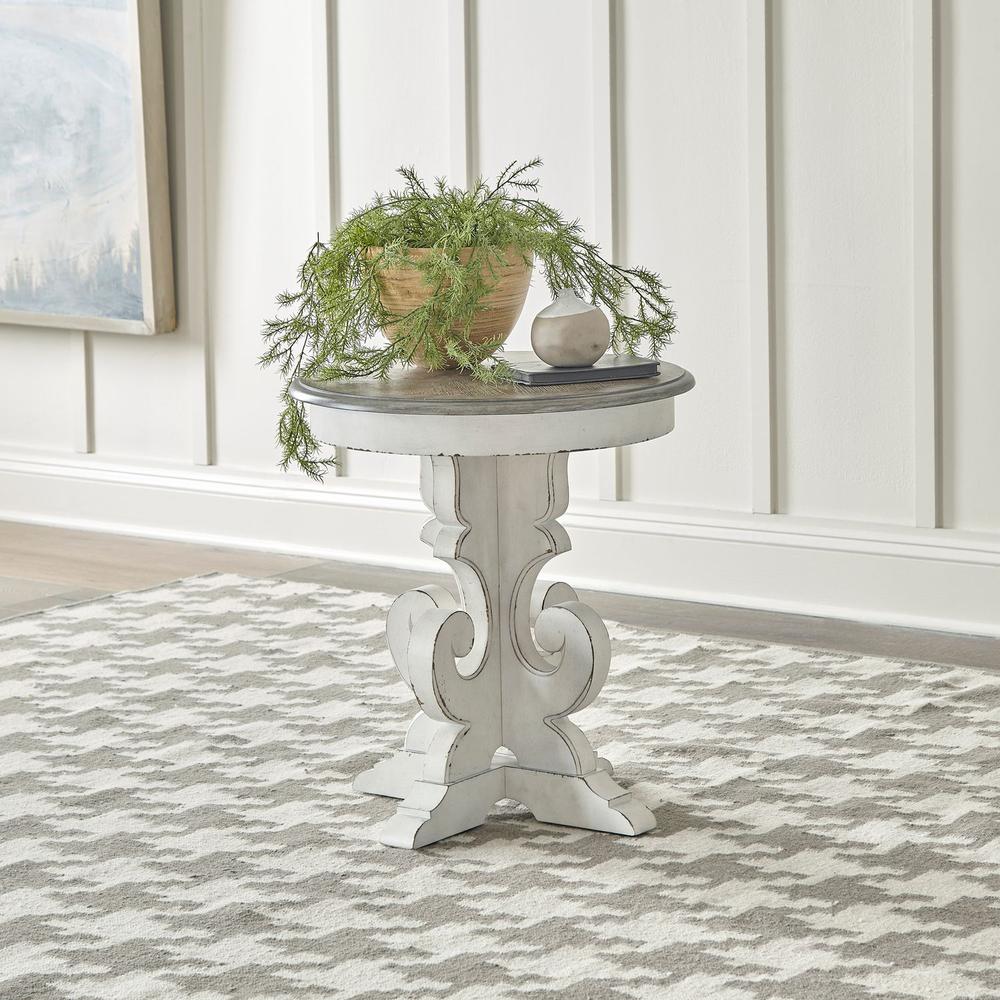 Magnolia Manor Round End Table in Antique White. Picture 6