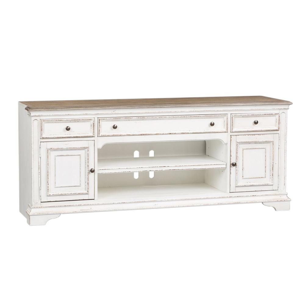 Magnolia Manor Entertainment TV Stand in Antique White. Picture 1