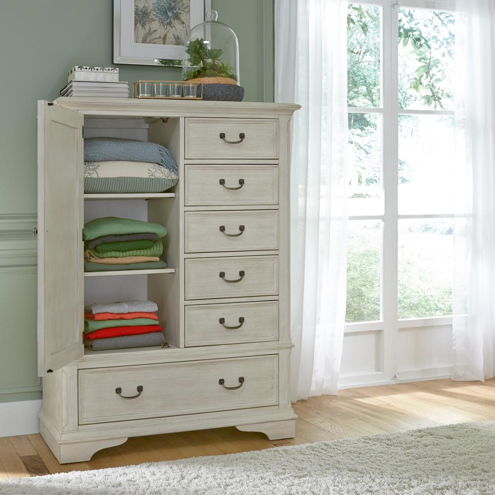 Bayside Gentleman's Chest in Antique White w/ Heavy Wirebrush. Picture 6
