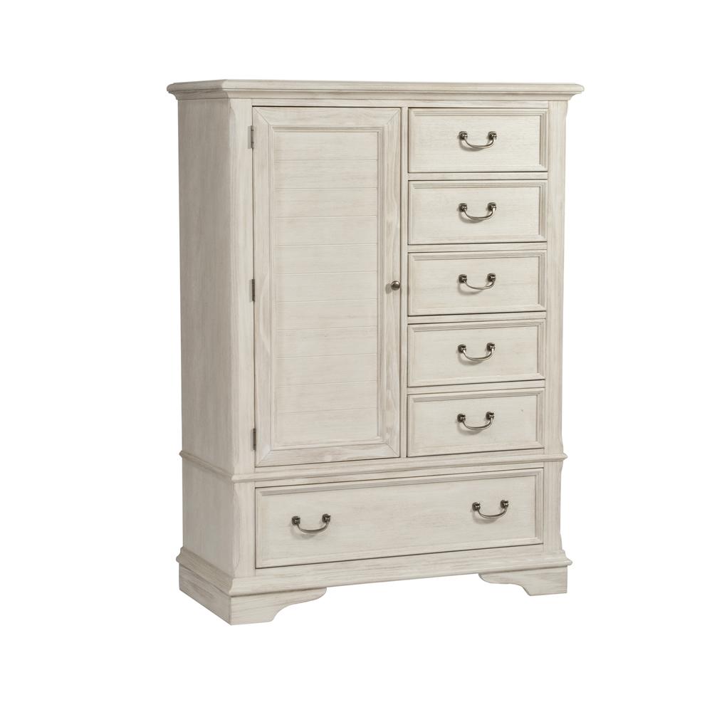 Bayside Gentleman's Chest in Antique White w/ Heavy Wirebrush. Picture 1