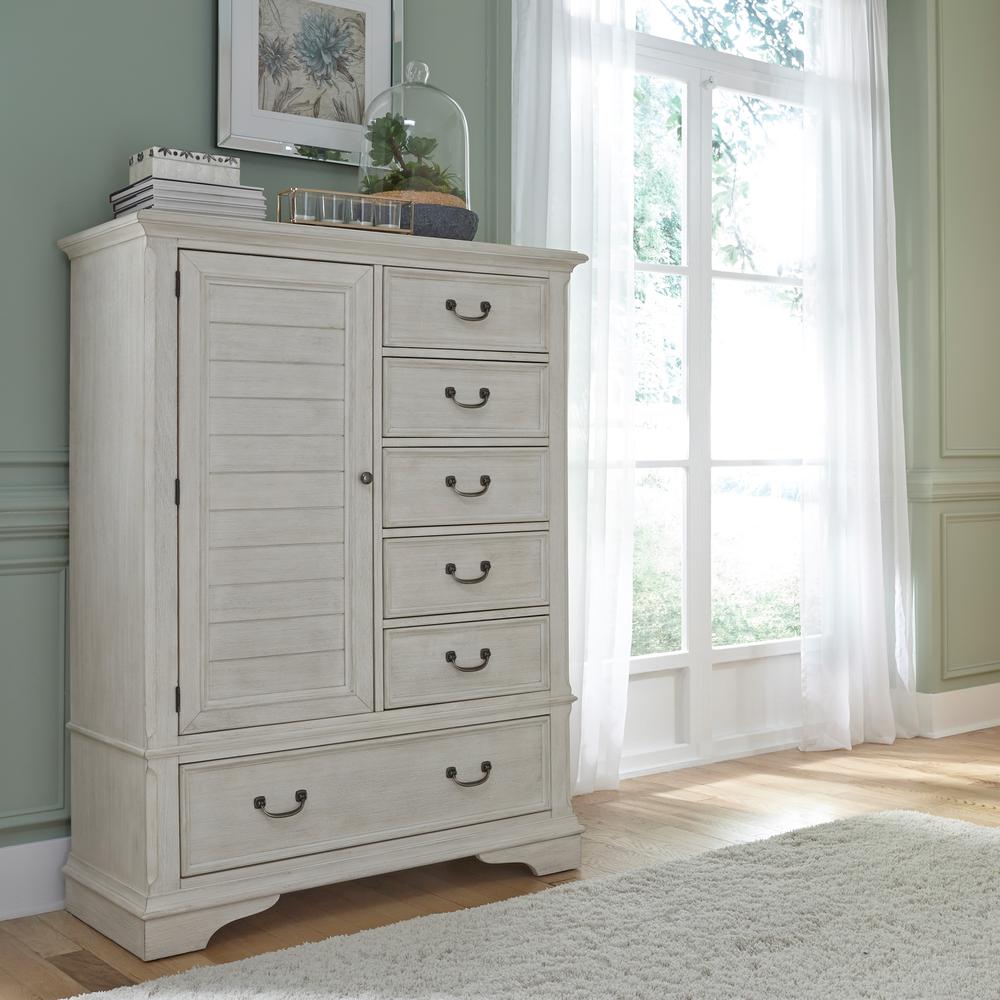 Bayside Gentleman's Chest in Antique White w/ Heavy Wirebrush. Picture 10