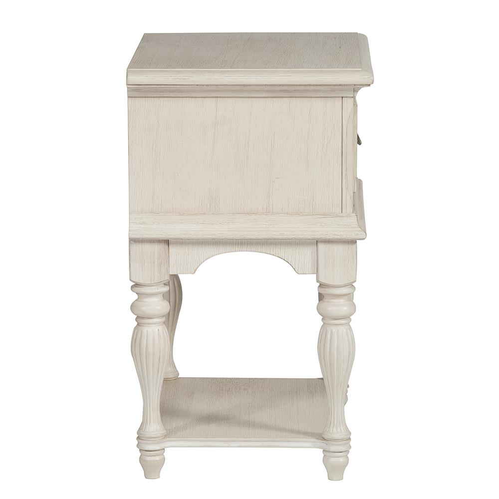 Bayside Leg Night Stand in Antique White w/ Heavy Wirebrush. Picture 3