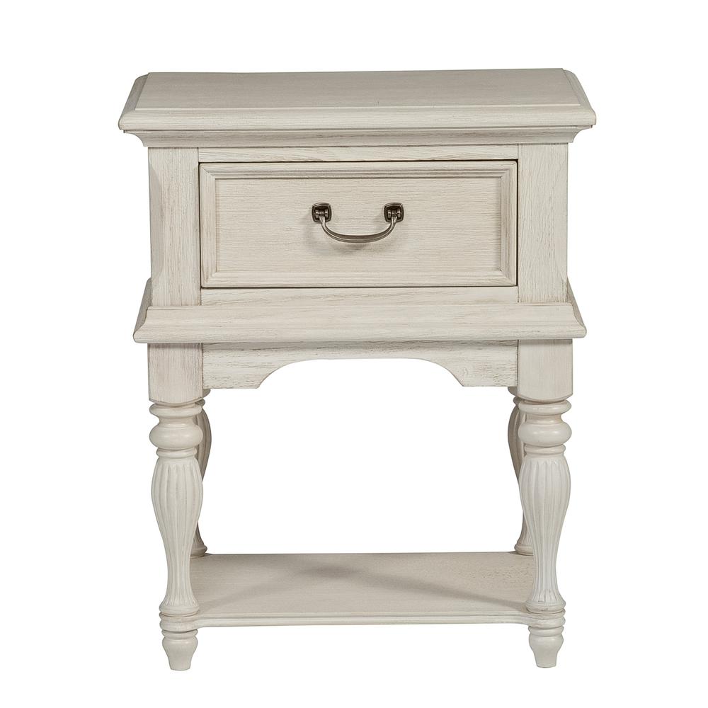 Bayside Leg Night Stand in Antique White w/ Heavy Wirebrush. Picture 8