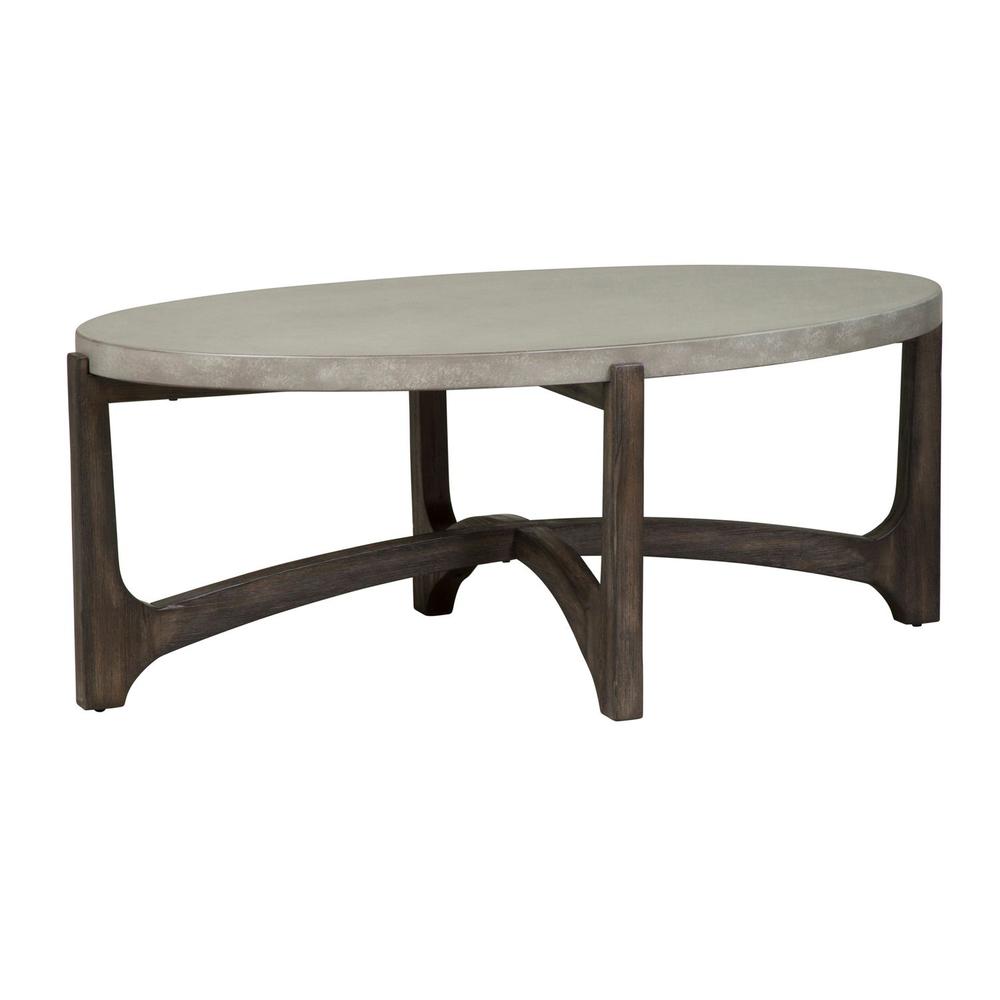 Cascade Oval Cocktail Table in Wirebrush Rustic Brown. Picture 1