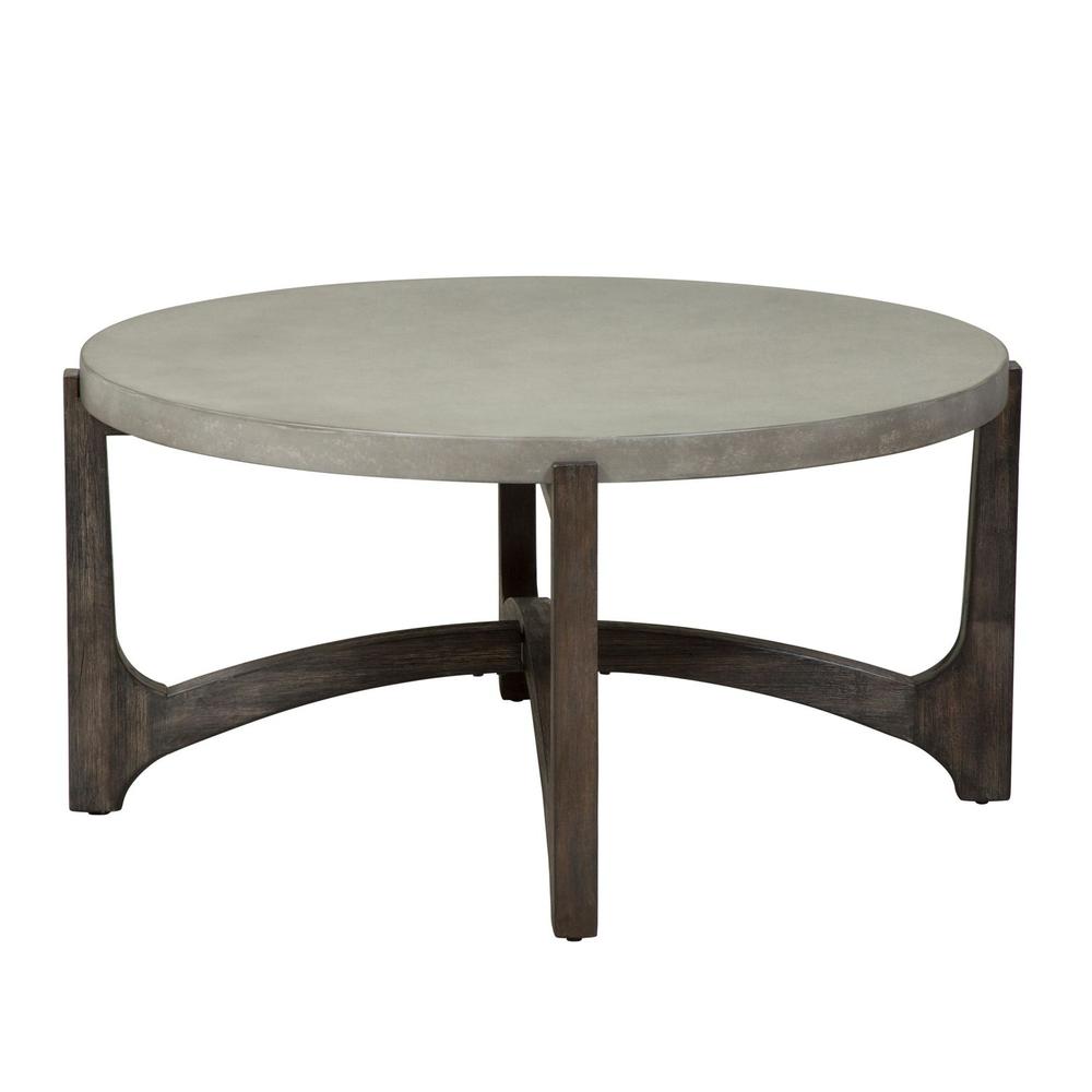 Cascade Round Cocktail Table in Wirebrush Rustic Brown. Picture 1