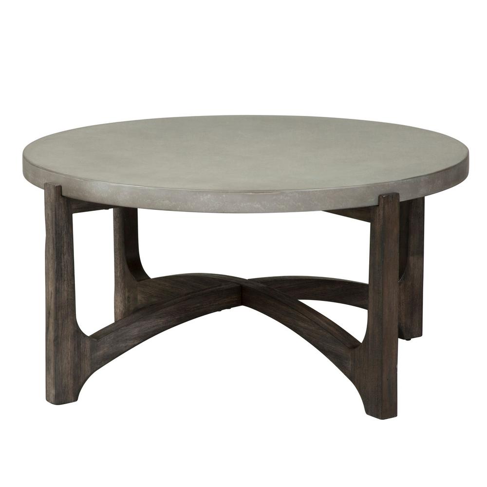 Cascade Round Cocktail Table in Wirebrush Rustic Brown. Picture 3