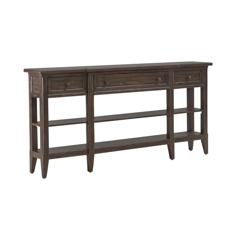 Paradise Valley Hall Console Table Traditional - Saddle Brown Oak Wood. Picture 1