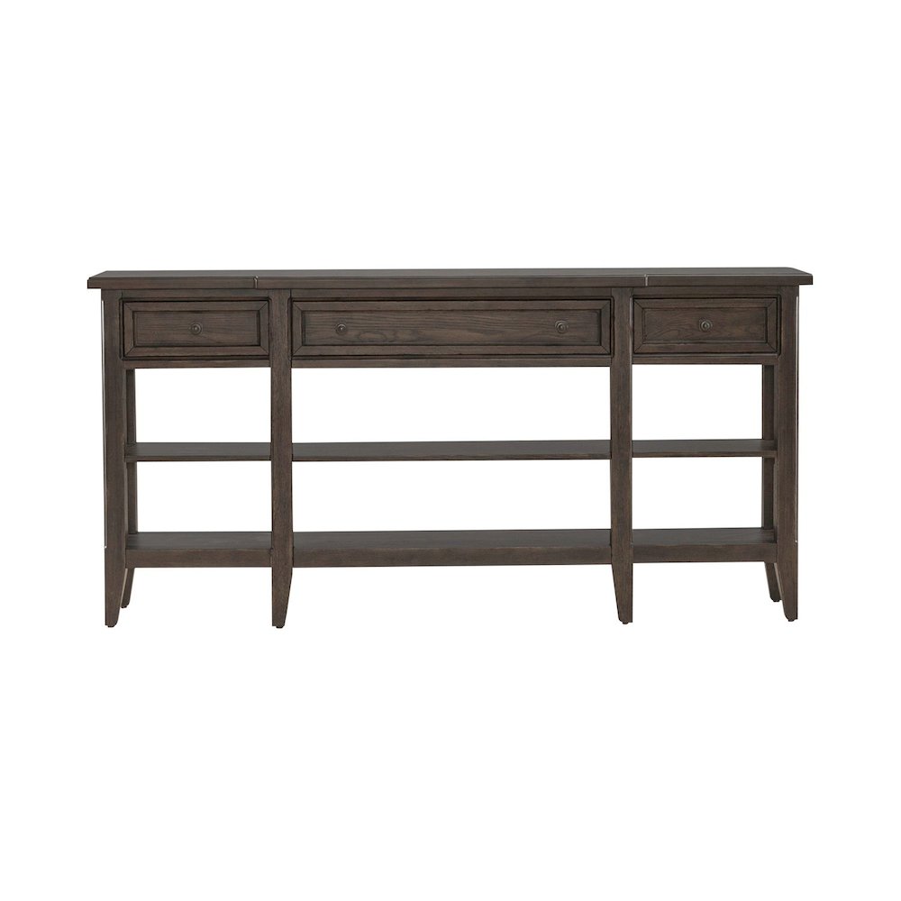 Paradise Valley Hall Console Table Traditional - Saddle Brown Oak Wood. Picture 3