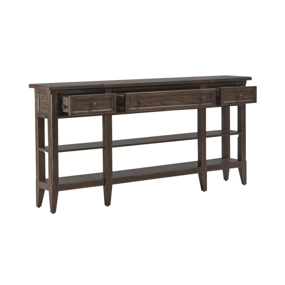 Paradise Valley Hall Console Table Traditional - Saddle Brown Oak Wood. Picture 7