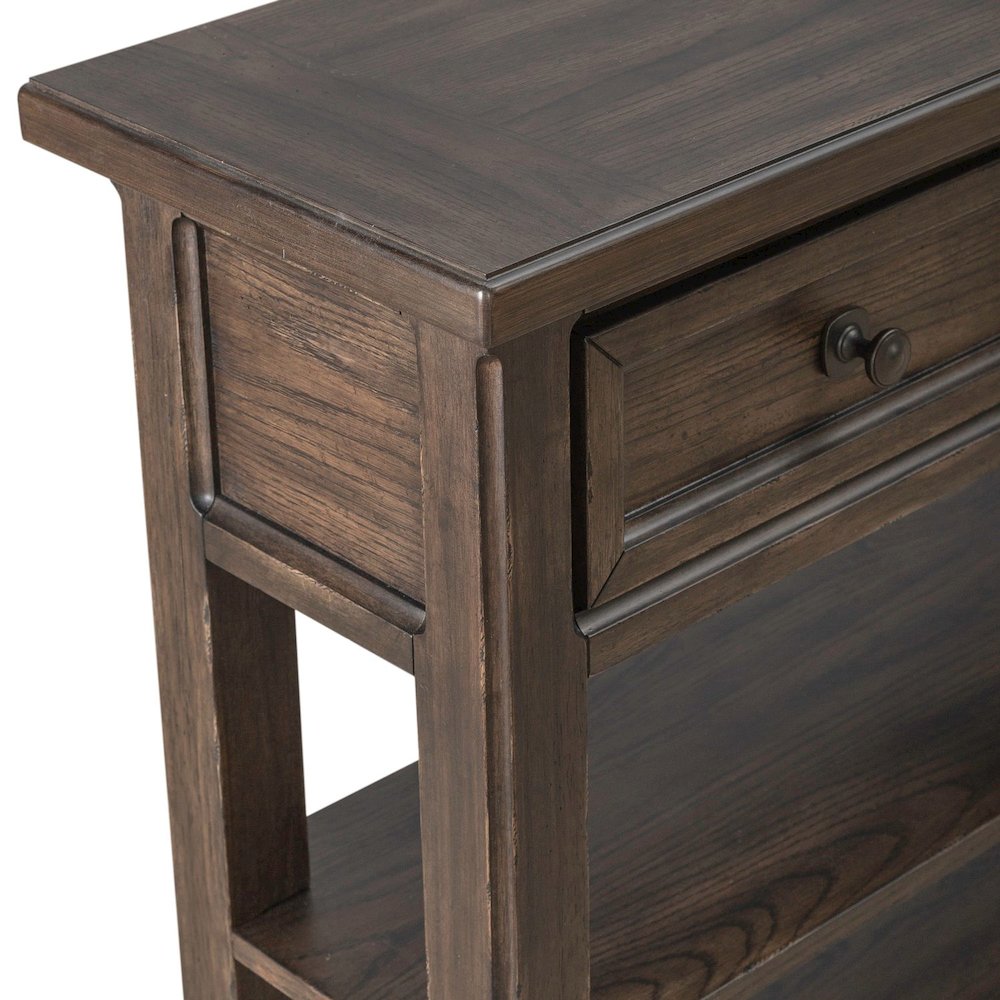 Paradise Valley Hall Console Table Traditional - Saddle Brown Oak Wood. Picture 8