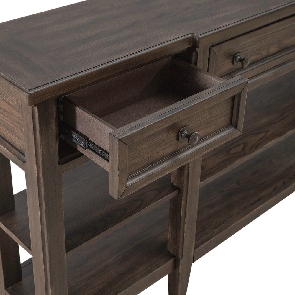 Paradise Valley Hall Console Table Traditional - Saddle Brown Oak Wood. Picture 9