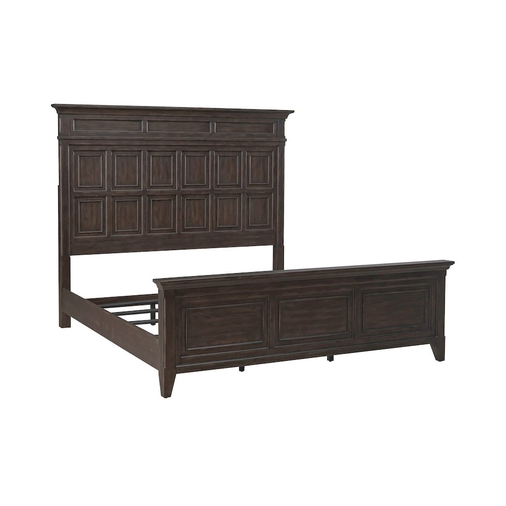 King Panel Bed in Rubberwood Solids & Split Heart White Oak Veneers. Picture 1