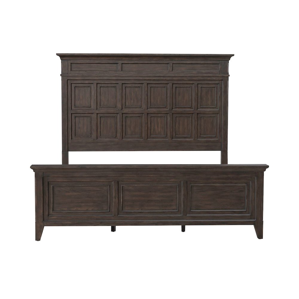 King Panel Bed in Rubberwood Solids & Split Heart White Oak Veneers. Picture 2