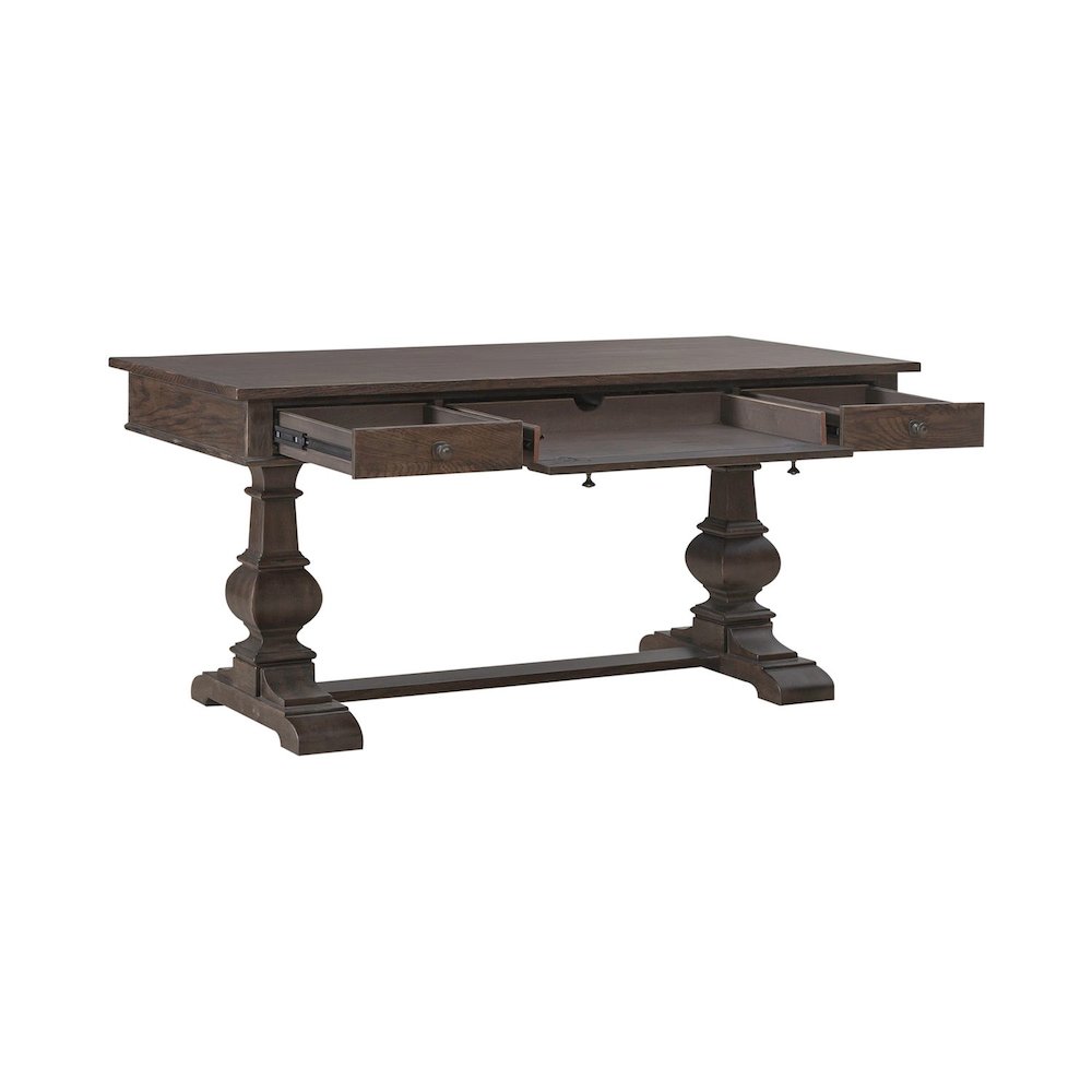 Paradise Valley Writing Desk with Keyboard Tray Home Office - Brown Oak Wood. Picture 7