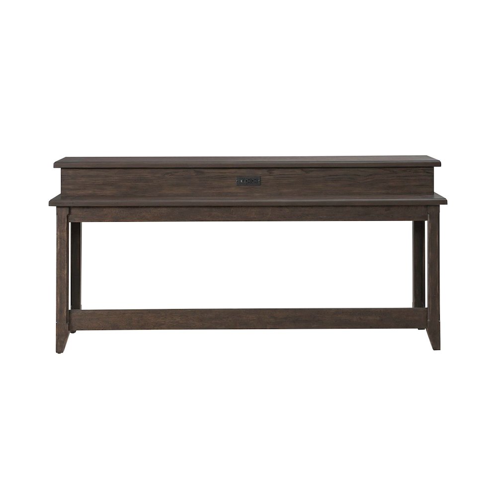 Console Bar Table Traditional - AC USB Charging Station - Saddle Brown Oak Wood. Picture 5