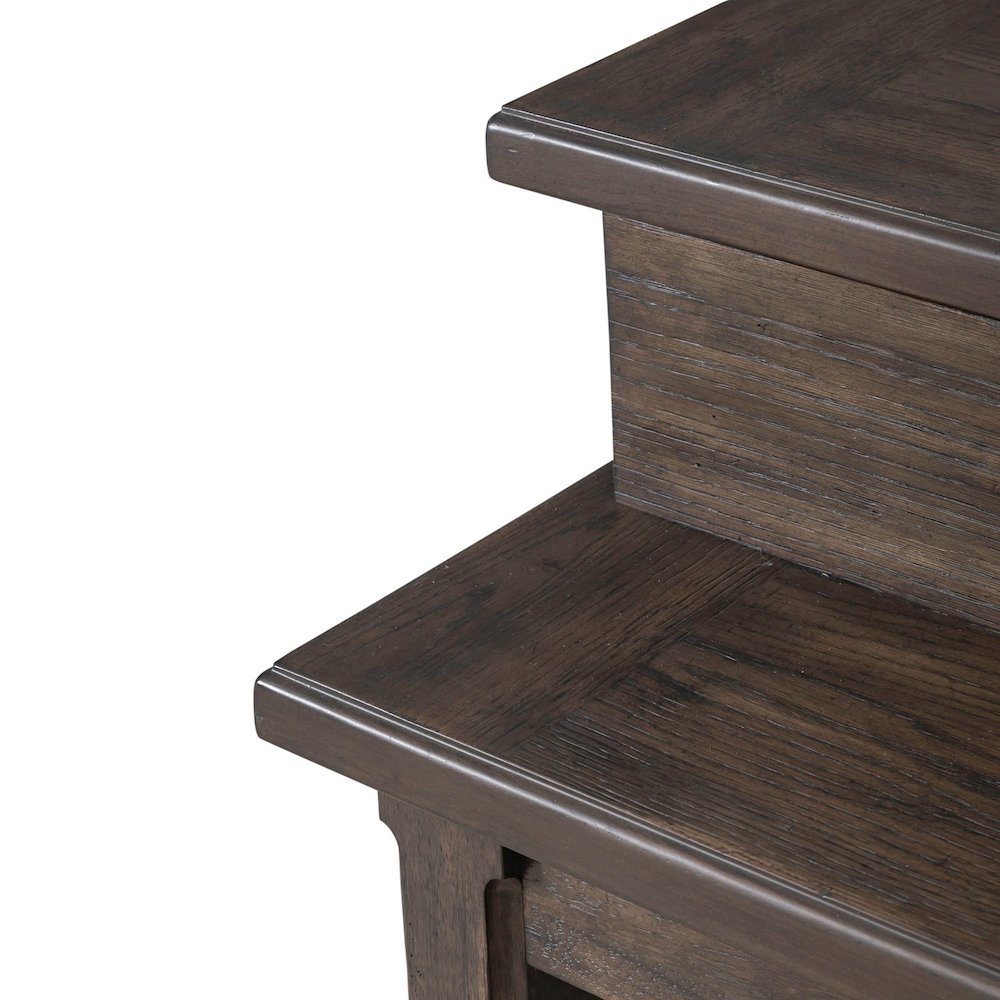 Console Bar Table Traditional - AC USB Charging Station - Saddle Brown Oak Wood. Picture 7