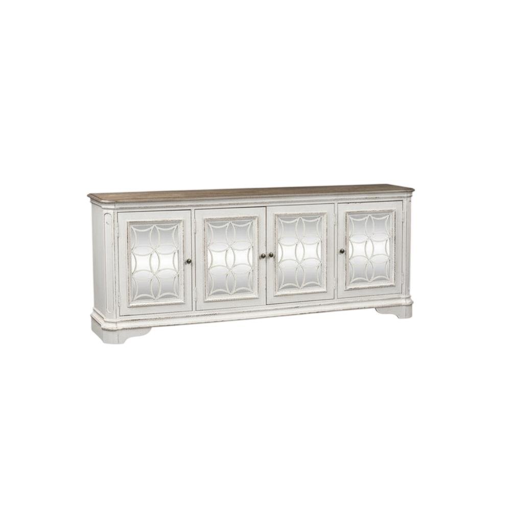 Antique White TV Console, European Traditional Style, Solid Wood Construction. Picture 4