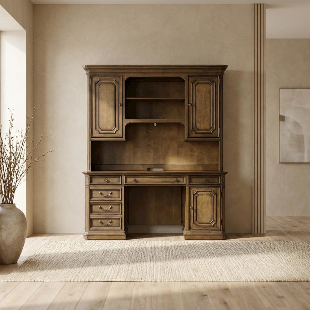 Traditional Antique Toffee Executive Credenza with Poplar Solids & Birch Veneers. Picture 3