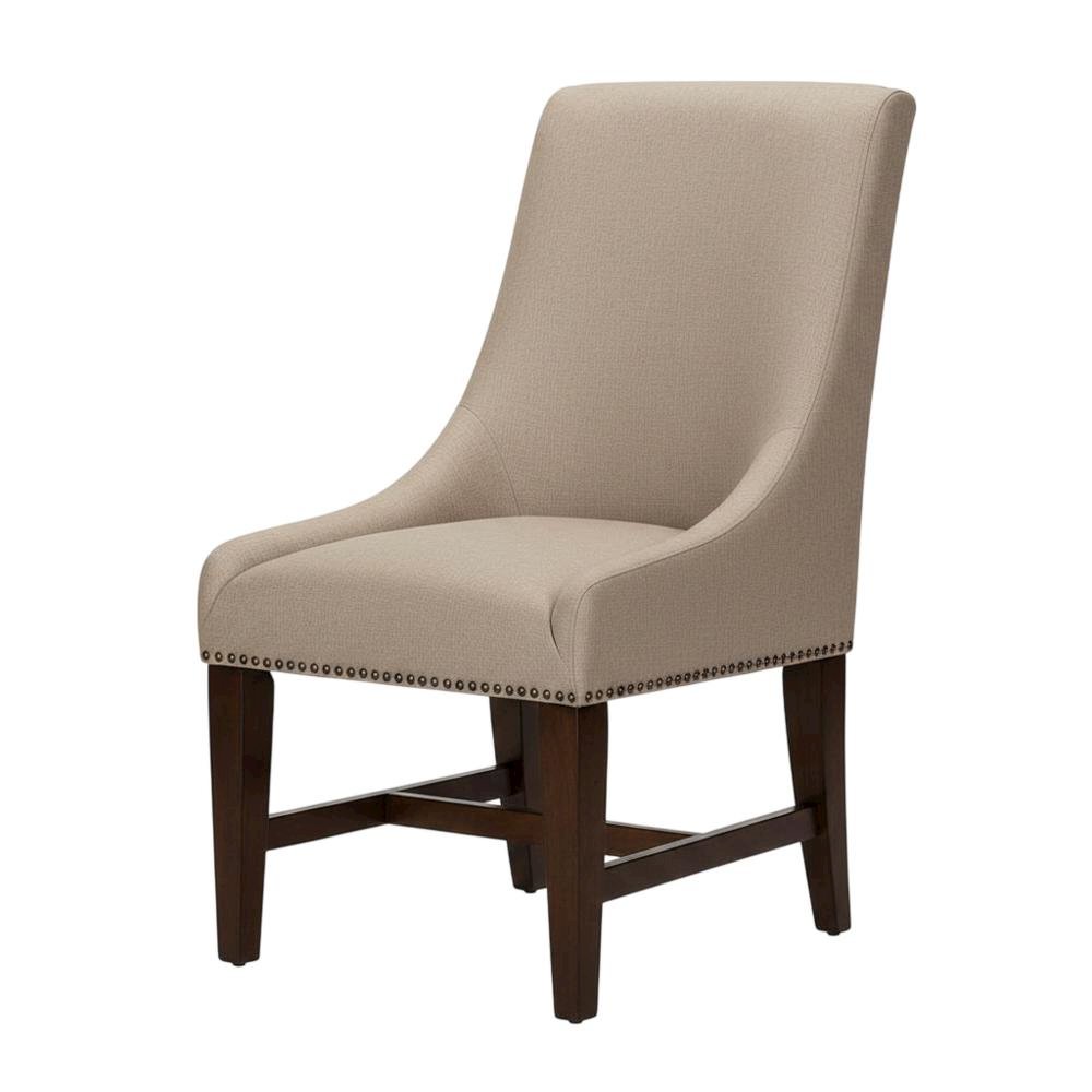 Upholstered Traditional Dining Chairs for Living Room, Brown, Set of 2. Picture 3