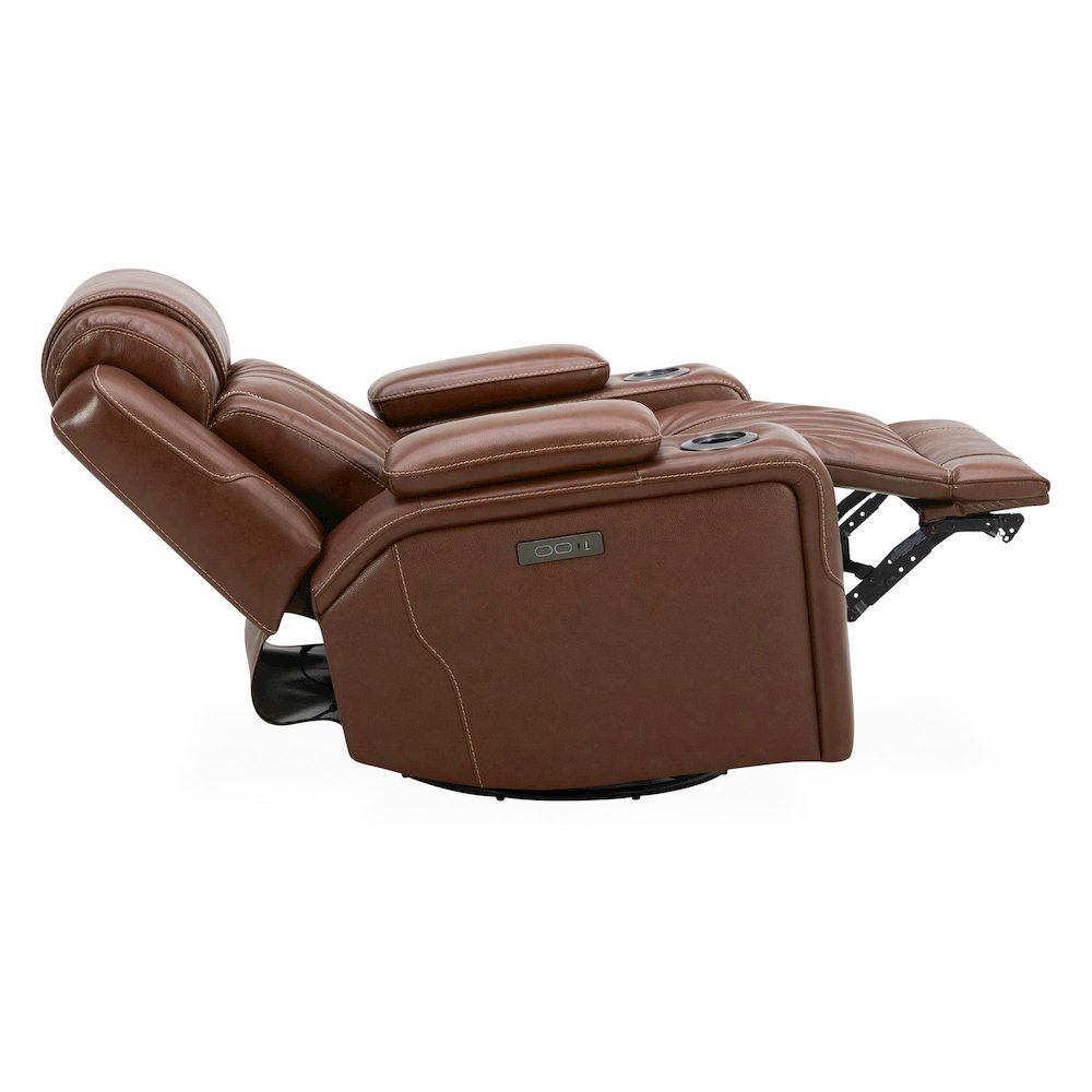 Power Recline Sofa & Recliner with Charging Ports - Nature Chestnut Leather. Picture 6
