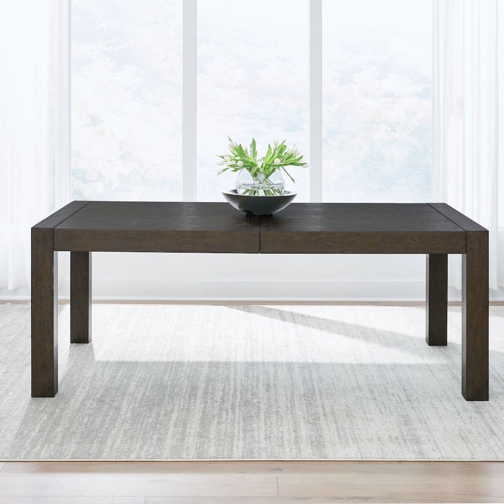 7 Piece Rectangular Table Dining Set with 6 Upholstered Chairs - Satin Espresso. Picture 3