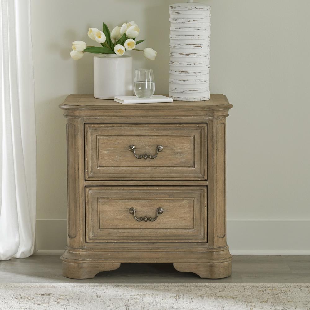 Magnolia Manor 2 Drawer Nightstand in Weathered Bisque. Picture 2