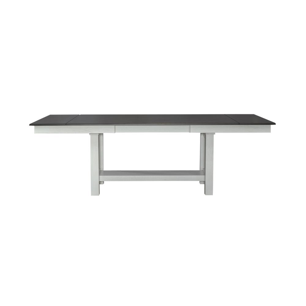 Brook Bay Trestle Table Set - Textured White w/ Carbon Gray Tops in White. Picture 2