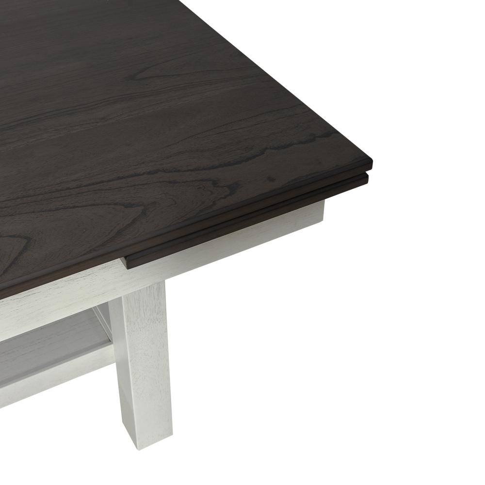 Brook Bay Trestle Table Set - Textured White w/ Carbon Gray Tops in White. Picture 9