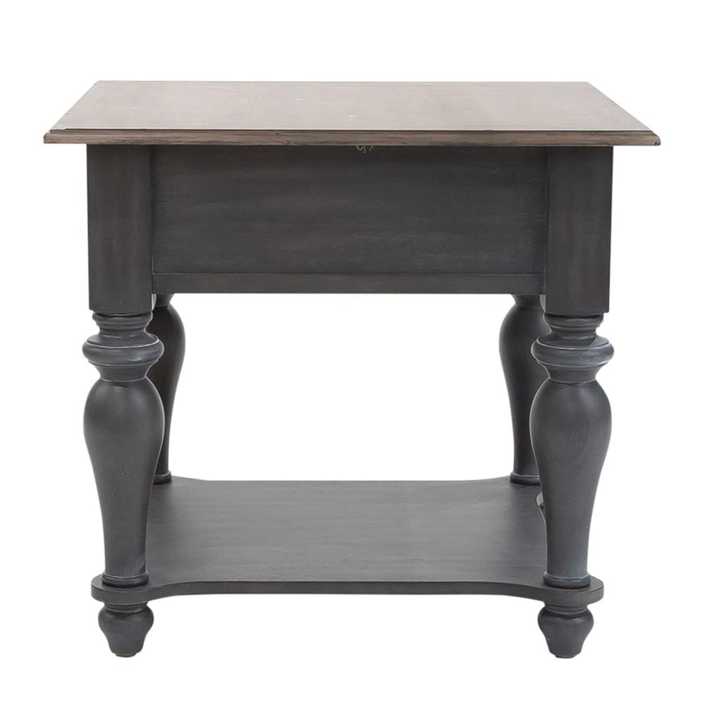 Ocean Isle Drawer End Table in Slate w/ Weathered Pine. Picture 3