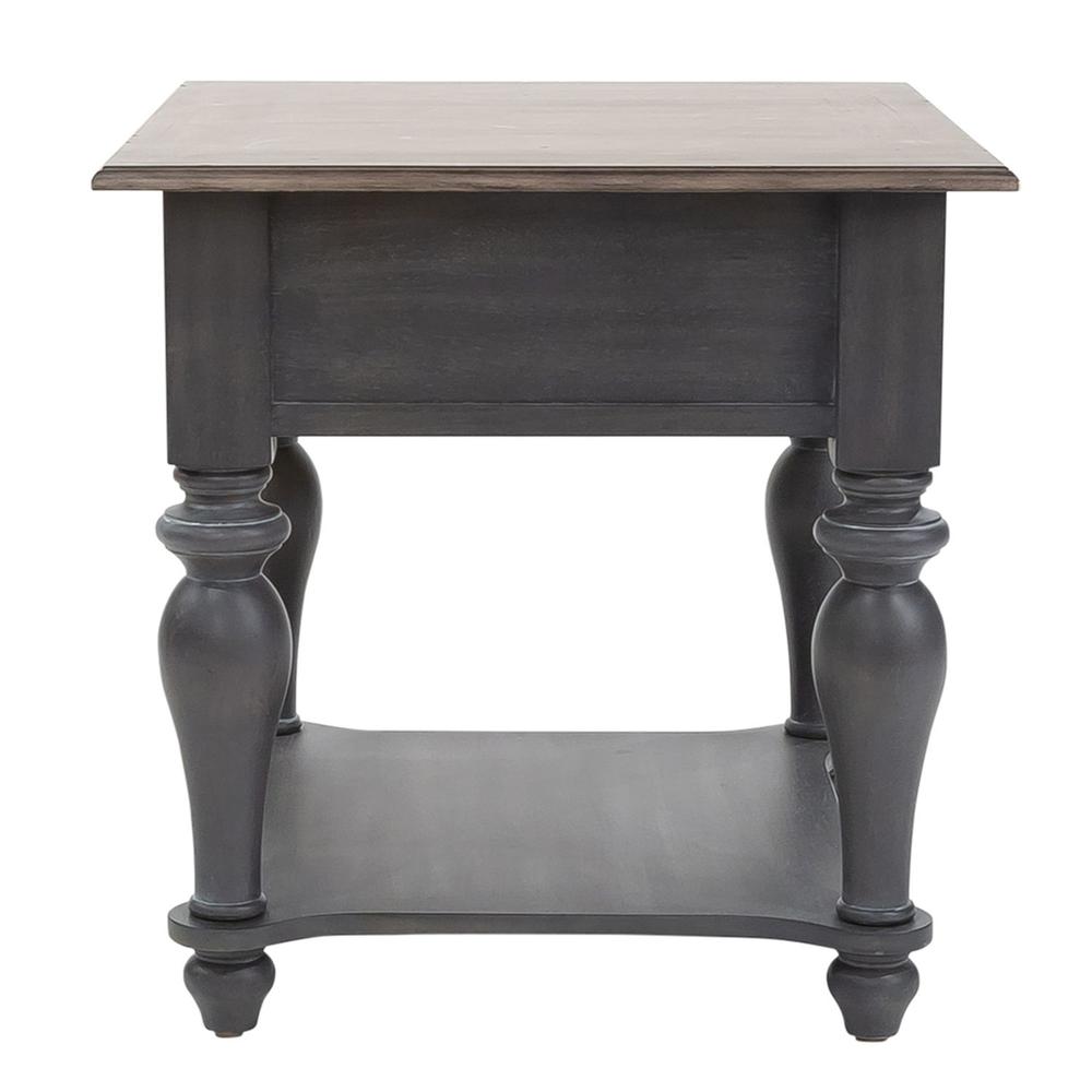 Ocean Isle Drawer End Table in Slate w/ Weathered Pine. Picture 4