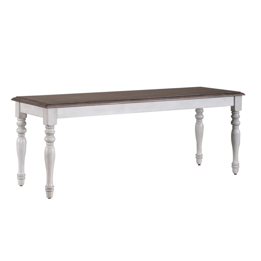 Ocean Isle Bench (RTA) in Antique White w/ Weathered Pine. Picture 1