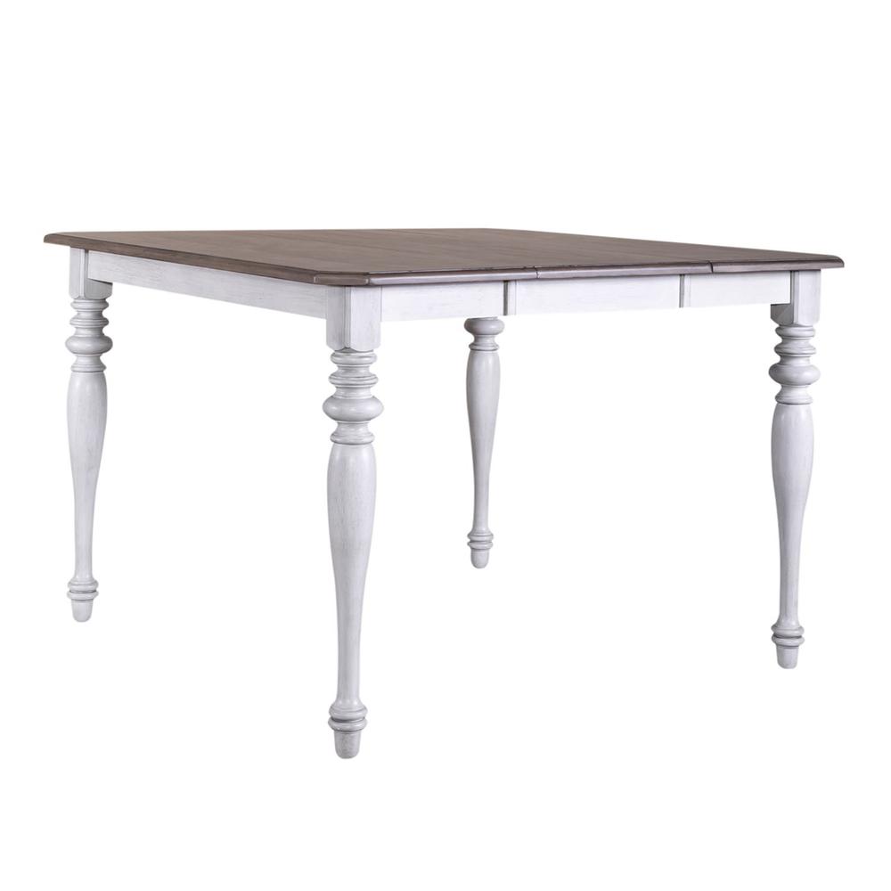 Ocean Isle Gathering Table in Antique White w/ Weathered Pine. Picture 1