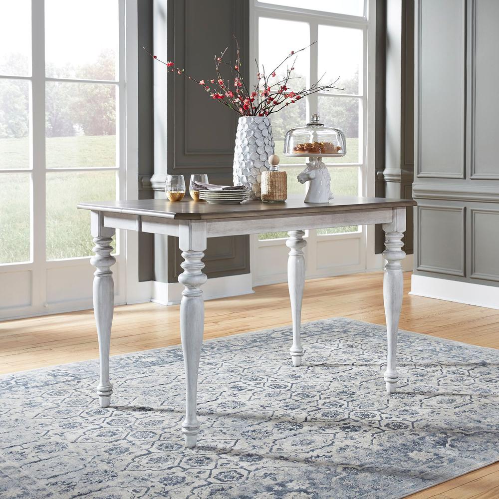 Ocean Isle Gathering Table in Antique White w/ Weathered Pine. Picture 2