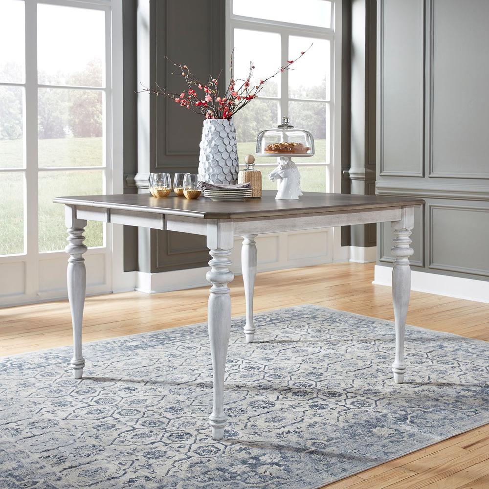 Ocean Isle Gathering Table in Antique White w/ Weathered Pine. Picture 3