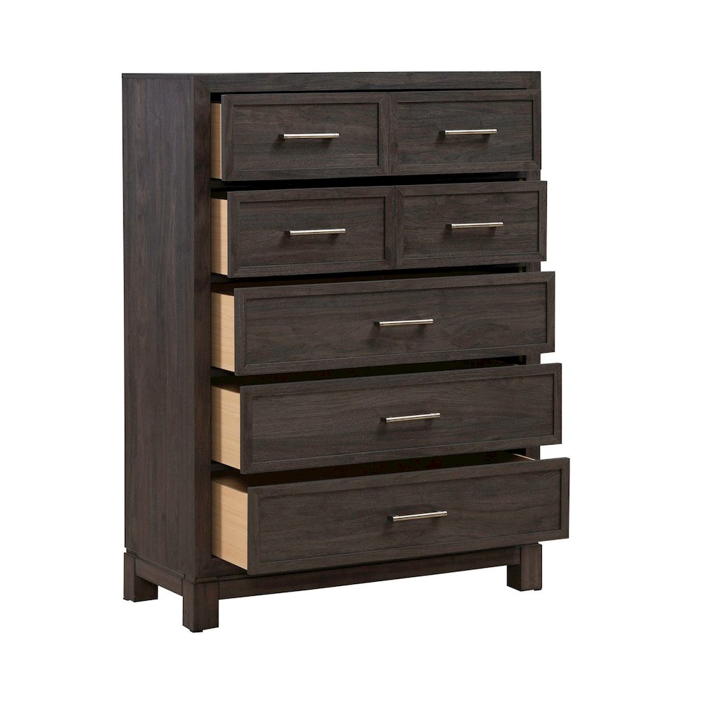 Modern Edge 5 Drawer Chest for Bedroom - Caffe. Picture 5