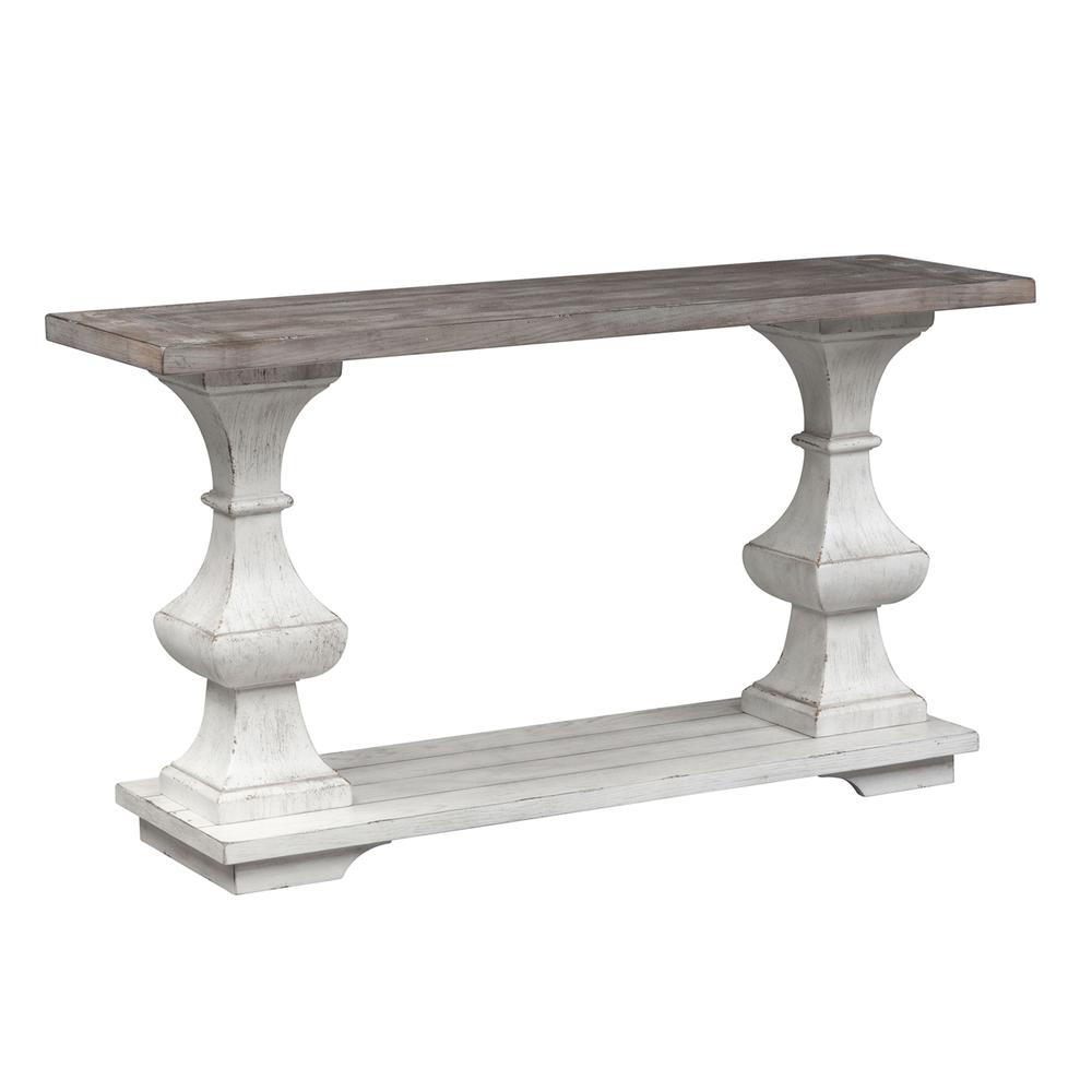 Sedona Sofa Table in Heavy Distressed White w/ Gravel Top. Picture 2