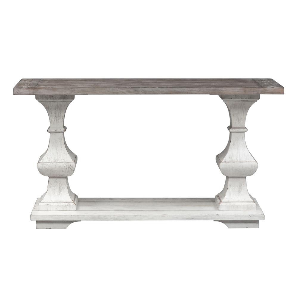 Sedona Sofa Table in Heavy Distressed White w/ Gravel Top. Picture 3