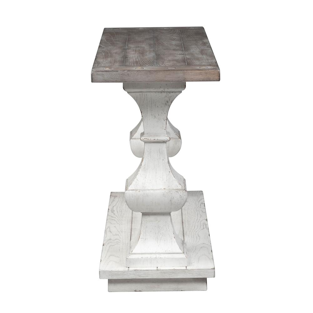 Sedona Sofa Table in Heavy Distressed White w/ Gravel Top. Picture 4