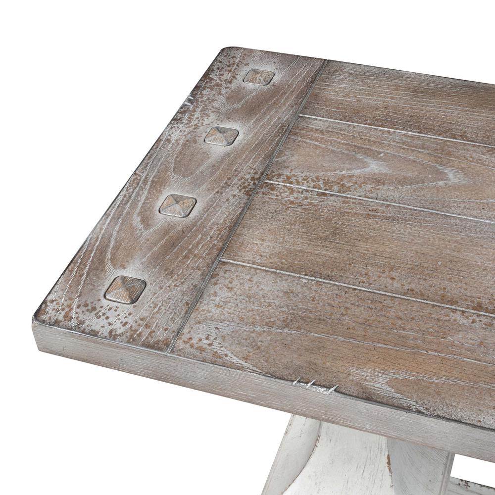 Sedona Sofa Table in Heavy Distressed White w/ Gravel Top. Picture 6