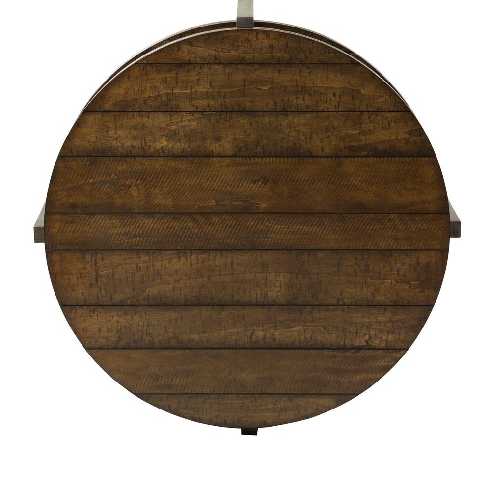 Breckinridge Round Cocktail Table in Mahogany Spice w/ Pewter Metal. Picture 4