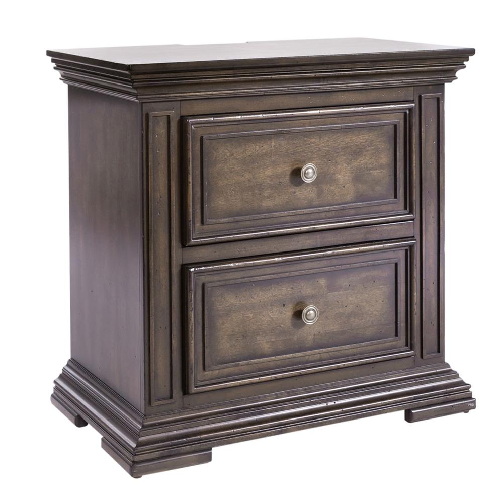 2 Drawer Night Stand w/ Charging Station. Picture 1