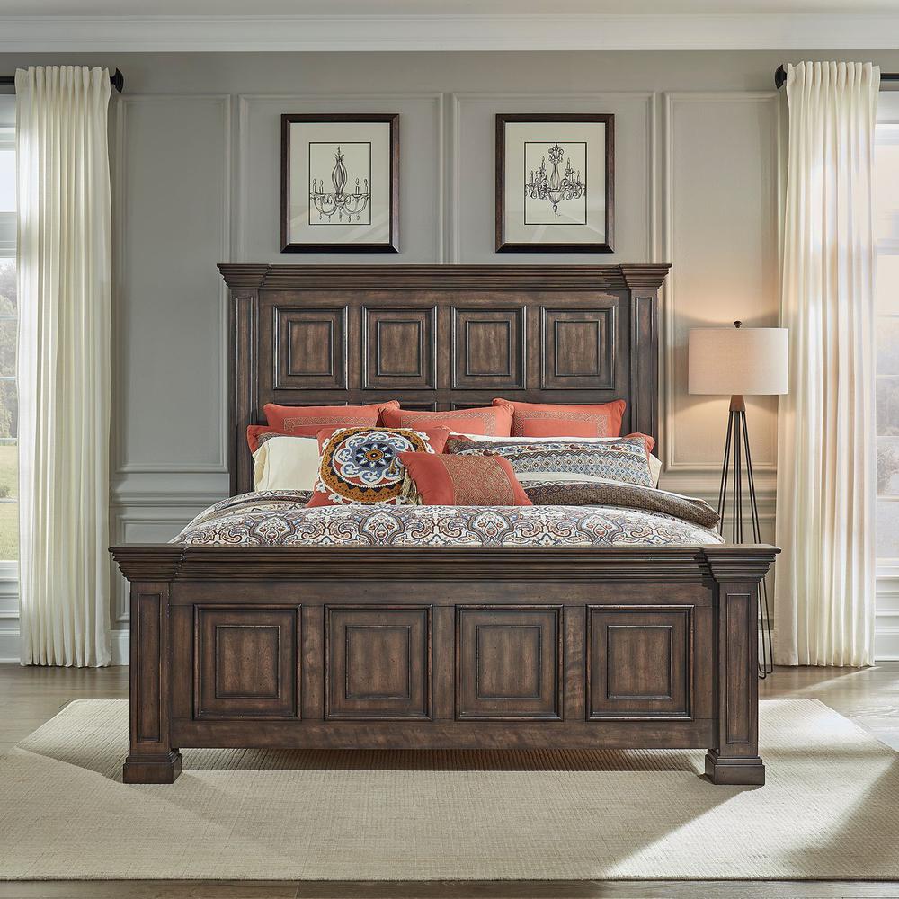 Big Valley Queen Panel Bed in Brownstone w/ Heavy Distressing. Picture 2