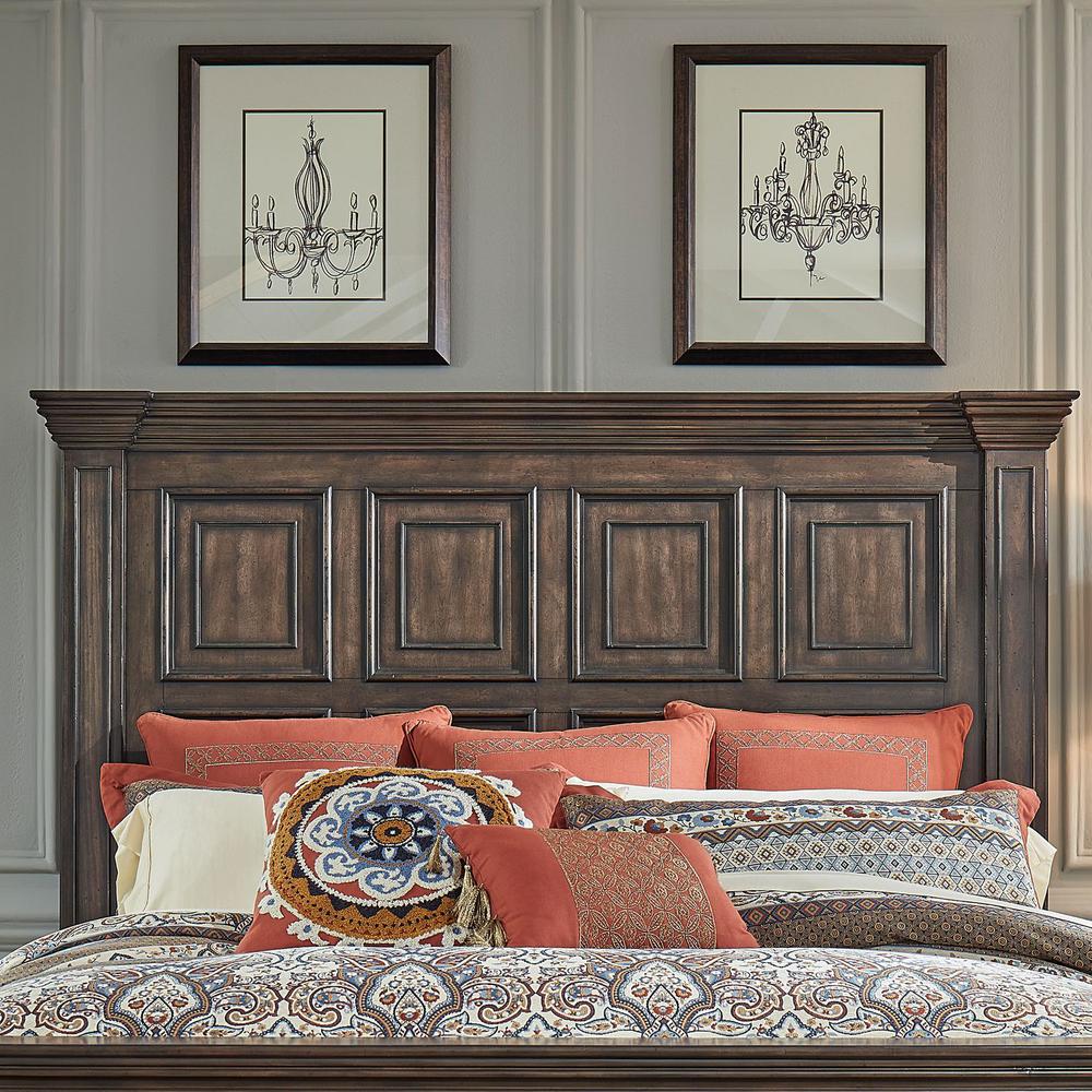 Big Valley Queen Panel Bed in Brownstone w/ Heavy Distressing. Picture 3