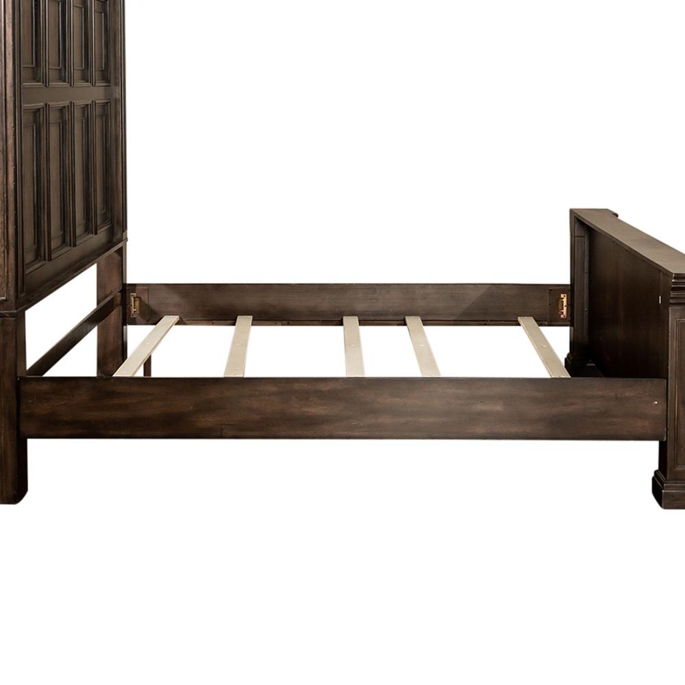 Big Valley Queen Panel Bed in Brownstone w/ Heavy Distressing. Picture 1