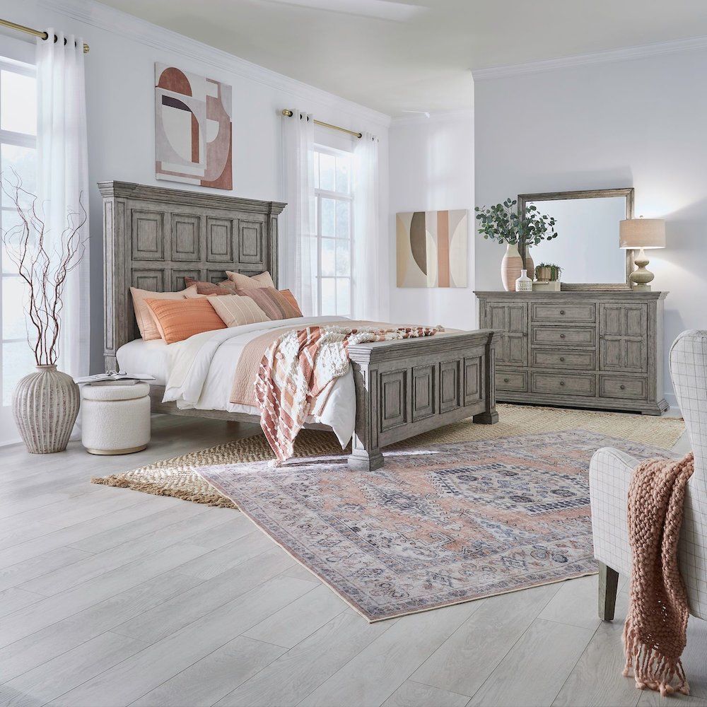 Big Valley Big Valley King Panel Bed, Dresser & Mirror - Graystone. Picture 1