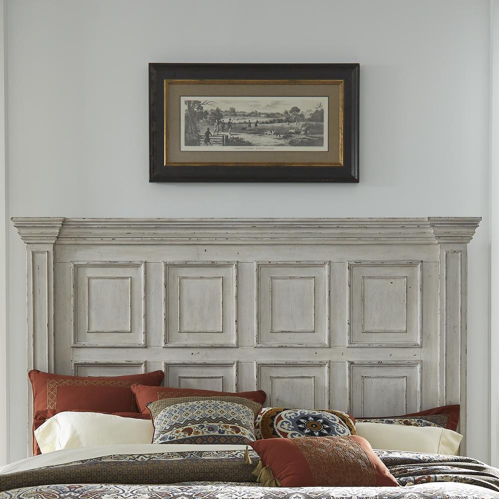 Big Valley King Mansion Headboard in Whitestone w/ Heavy Distressing. Picture 2