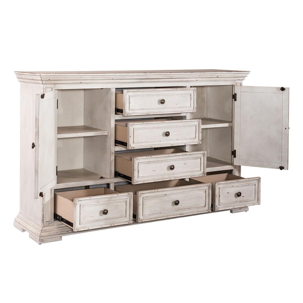 Big Valley 2 Door 6 Drawer Dresser in Whitestone w/ Heavy Distressing. Picture 3